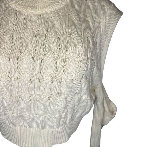 Chiara Ferragni cold open shoulder pullover cable knit crop chunky Sweater - Picture 3 of 13